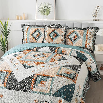 BEDIFANY Twin Size Bedspread Sets, Floral Cotton Lightweight Quilt Twin XL Size (68 x 86 inch) Garden Style Quilt Bedding Sets for All Seasons, 2 Pieces