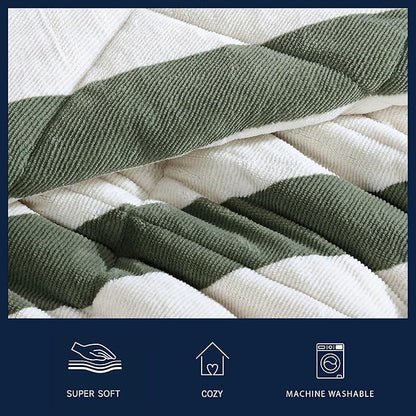 Nautica - Full/Queen Comforter Set, Soft Twill Plush Bedding with Matching Shams, Reverse to Micromink, Medium-Weight, Oeko-Tex Certified (Lawndale Green)