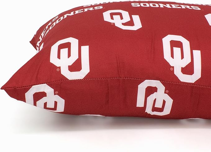 College Covers Everything Comfy Oklahoma Sooners Pillowcase Pair, Standard, 20" x 30", Includes 2 Pillowcases