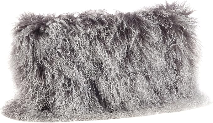 SARO LIFESTYLE Mongolian Lamb Fur Poly Filled Throw Pillow