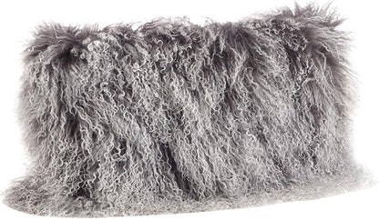 SARO LIFESTYLE Mongolian Lamb Fur Poly Filled Throw Pillow