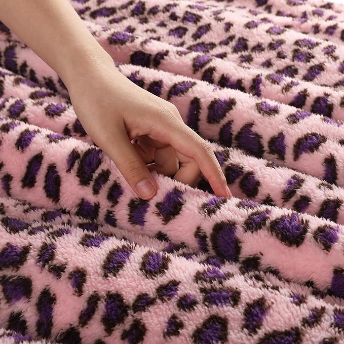 Electric Heated Blanket Full Size 72"x84", Ultra-Soft Plush with Overheat Protection, 9 Adjustable Heat Settings & 10-Hour Auto-Off Timer, Fast Heating for Winter Comfort, Pink Purple Leopard Print