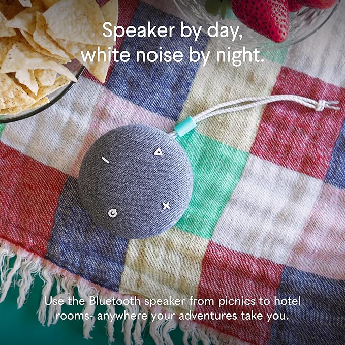 SNOOZ Go - Portable Travel Sound Machine, 6 Sounds, Fan, Pink & White Noise, Rechargeable Bluetooth Speaker, Sleep Aid for Adults, Kids, Office Privacy, Sleeping Essential for Gift Registry - Charcoal