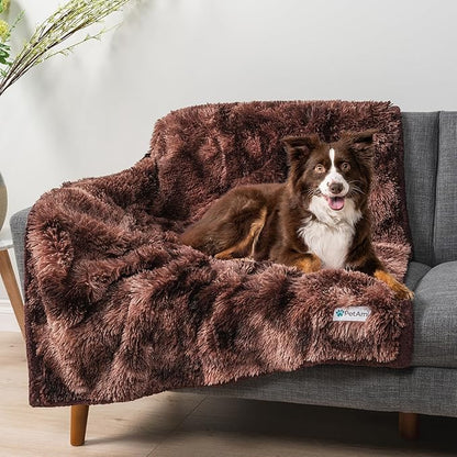PetAmi Waterproof Dog Blanket for Medium Large Dogs, Calming Fleece Cat Blanket, Couch Protector Washable Sherpa Faux Fur Pet Throw for Puppy, Soft Reversible Leakproof 40x60 Tie-Dye Brown