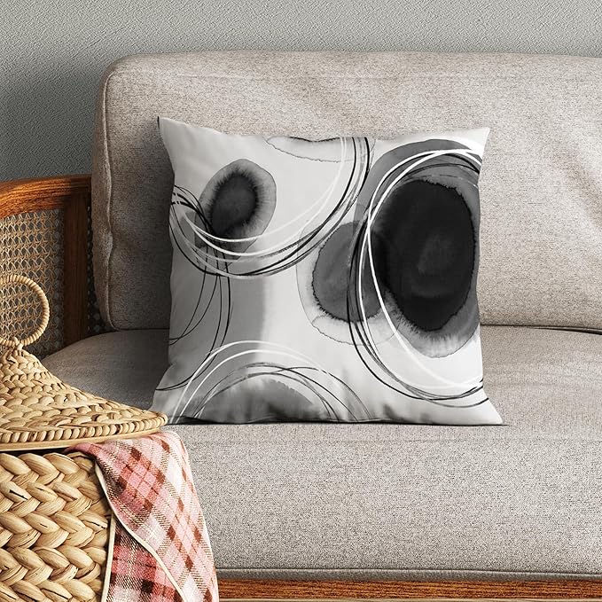 Americanflat 14x14 Throw Pillow with Premium Polyester - Decorative Pillows for Home Decor - Stylish Pillows for Couches, Bedrooms and Chairs - Black and White