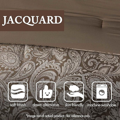 Madison Park Aubrey Cozy Comforter Set, Faux Silk Jacquard Paisley Design - All Season Down Alternative Bedding with Cotton Bed Sheets, Bed Skirt & Toss Pillows, Queen Blue 12 Piece