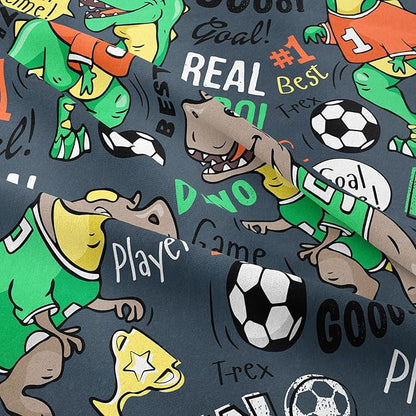 MWMWMW Dinosaur Bedding Sets Twin, 2-Piece Cartoon Dinosaur and Soccer Print Comforter Set for Boys Kids, Twin Size Soft Microfiber Bedding Sets for Boys Kids with 1 Pillowcase and 1 Comforter