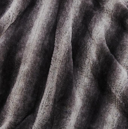 Electric Heated Blanket Throw Size 50"x60", Fast Heating Throw, Plush Faux Fur for Sofa & Office,4 Heating Levels & 4 Hours Auto Off, Machine Washable, Gifts for Family-Gray White