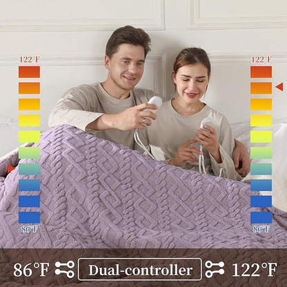 Heated Blanket Electric King Size, Machine Washable Plush Heated Blanket with Dual Control 5 Heating Levels & 10 Hours Auto Off, Fast Heating & Overheat Protection, 100" x 90", Lavender Violet