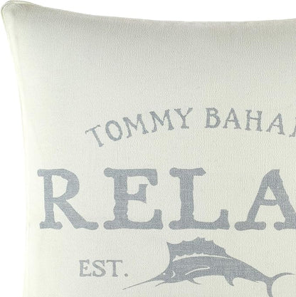 Tommy Bahama - Throw Pillow, 100% Soft Cotton with Zipper Closure, Decorative Pillow for Bed or Couch (18" x 18", Relax Grey)