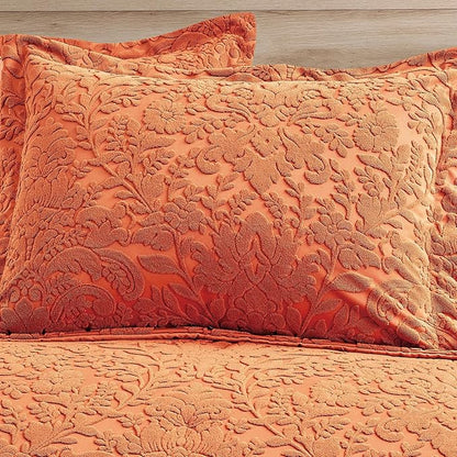 Sunshine Nicole Velvet Jacquard Comforter Set, Velvet Jacquard Face and Brushed Solid Microfiber Reverse, with Light Weight Soft Poly Fill, 3 Pieces Terracotta, Queen