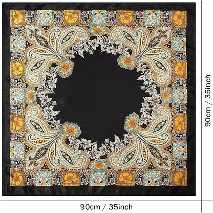 AWAYTR 35” Satin Large Square Head Scarves - 4PCS Silk Like Neck Scarf Hair Sleeping Wraps Satin Silk Scarfs for Women