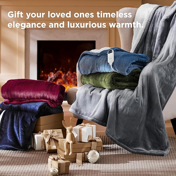 Bedsure Electric Blanket Full Size - Soft Flannel Heated Blanket, Fast Heating with 10 Time Settings & 6 Heat Settings, Warm Gift for Grandma (72x84 inches, Dark Grey)