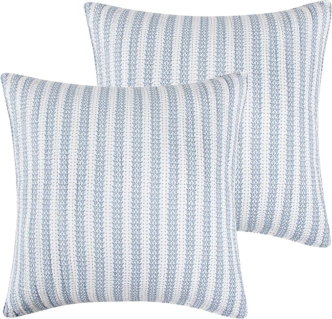 Levtex Home - Maileen - Euro Sham Set of 2 - Plaid - Blue and White - (26x26in.), No Insert - Cotton