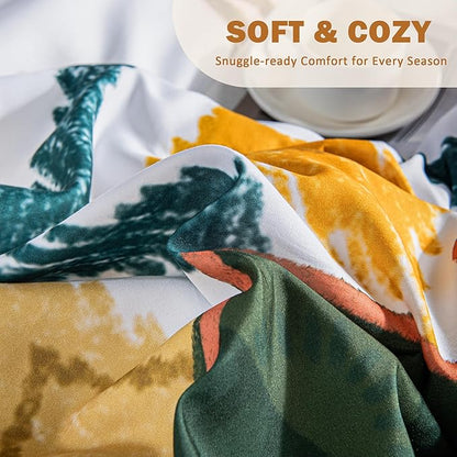 Boho Floral Twin Comforter Set - 2 Piece Farmhouse Botanical Bedding Comforter Sets for All Season Soft Lightweight Mid Century Modern Bed Set, (1 Reversible Comforter and 1 Pillow Sham