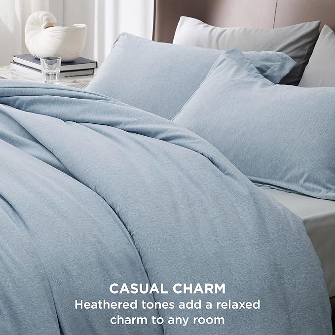 Bedsure Queen Comforter Set - Light Blue Soft Bedding for All Seasons, Cationic Dyed Bed Set, 3 Pieces, 1 Queen Size Comforter (90"x90") and 2 Pillow Shams (20"x26"+2")