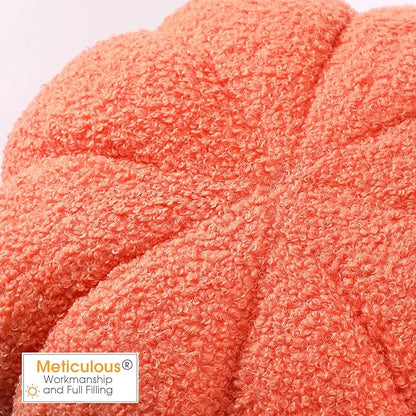 Queekay 2 Pcs Pumpkin Pillow Plush 11 x 9.5 Inch Thanksgiving Stuffed Pumpkin Decor for Fall Home Bedroom Throw Pillow Cushion Gifts for Holiday Operation Christmas Halloween Car Sofa(Orange)