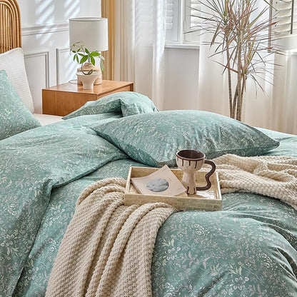 mixinni Sage Green Comforter Set Twin XL-Exquisite Floral Twin XL Size Comforter Set for All Seasons, 3 Pieces, 1 Wildflower Plants Comforter (68"x90") and 2 Pillow Cases (20"x26"), Sage Green
