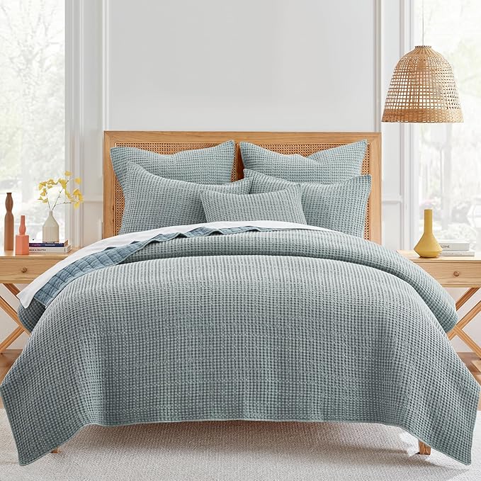 Levtex Home - Mills Waffle - Decorative Pillow - Poly Filled - Chambray - Sham Size (20 x 20in.)