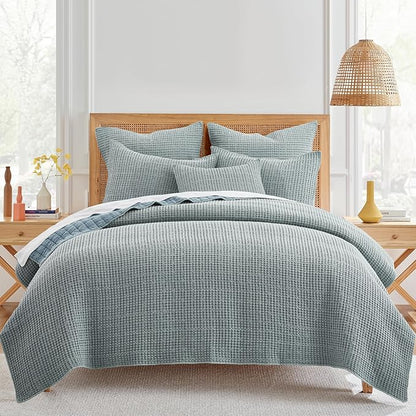 Levtex Home - Mills Waffle - Decorative Pillow - Poly Filled - Chambray - Sham Size (20 x 20in.)