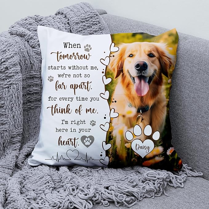 Custom Pet Memorial Throw Pillow (Insert Included), Photo Pillow, Dog Loss Sympathy Gift, Pet Pillow Covers