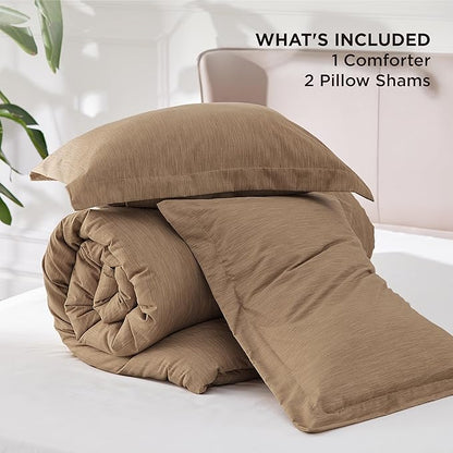 Bedsure King Size Comforter Set - Brown Soft Bedding for All Seasons, Cationic Dyed Bed Set, 3 Pieces, 1 King Size Comforter (104"x90") and 2 Pillow Shams (20"x36"+2")