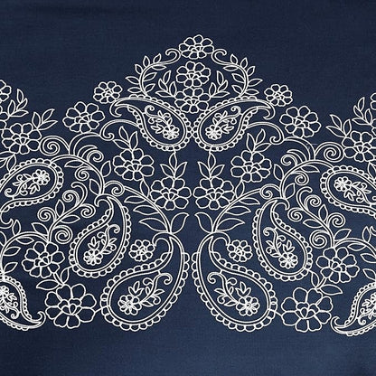 Chezmoi Collection Linz 7-Piece Navy/White Paisley Floral Scroll Embroidered Comforter Set, King