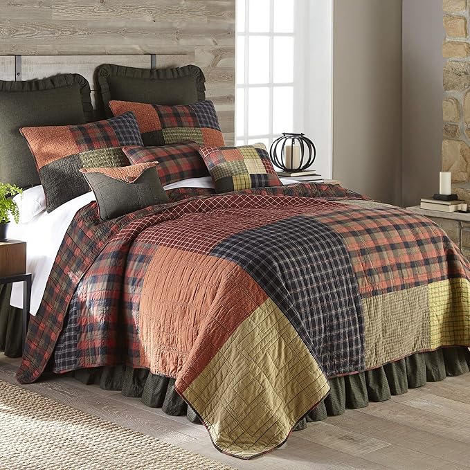 Donna Sharp Throw Pillow - Woodland Square Lodge Decorative Throw Pillow with Patchwork Pattern - Rectangular