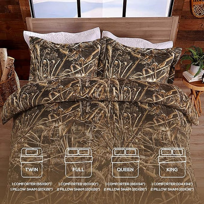 VISI-ONE Realtree Max-5 Camo King 3 Piece Comforter Set – All Season Lightweight Microfiber Bedding, Farmhouse Rustic Décor, Unisex Style for Mancave, Cabin, Lodge, Camping, Outdoor & Modern Spaces