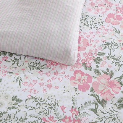 Laura Ashley - Comforter Set, Soft & Breathable Bedding with Matching Sham, Romantic Floral Design (Heather Garden Pink, Twin)