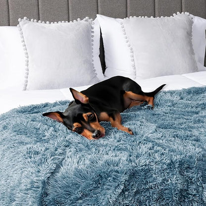PetAmi Waterproof Dog Blanket for Large Dog, Calming Pet Blanket Bed Couch Cover Protector, Washable Sherpa Faux Fur Throw for Sofa Furniture Protection, Soft Fluffy 60x80 Light Blue