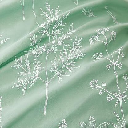 Love's cabin Sage Green Comforter Set Queen - Queen Size Comforter Set, 3 Pieces Cute Floral Bedding Sets for All Seasons,1 Soft Reversible Botanical Flowers Comforter and 2 Pillow Shams