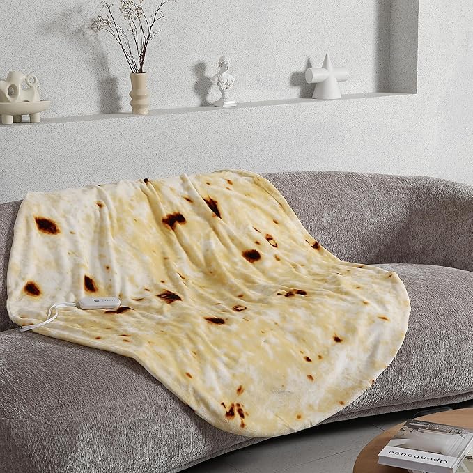 Heated Blanket Electric Blanket, Double Sided 260g Plus 260g Flannel Burritos Tortilla Heated Throw with 5 Heating Levels & 10 Hours Auto Off, Electric Wrap Blanket for Kids and Adults, Funny Gifts