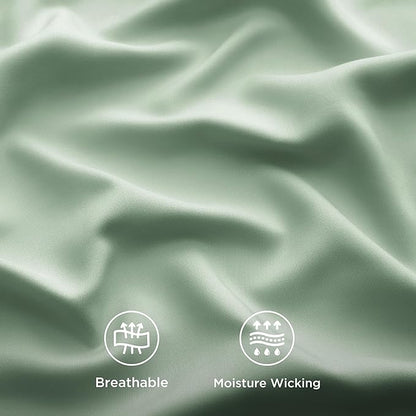 Bedsure Cooling Sheets Twin XL, Rayon Derived from Bamboo, Breathable & Soft Twin XL Sheet Sets, Deep Pocket Up to 16 Inches, Hotel Luxury Silky Dorm Bedding for Hot Sleepers, Sage Green
