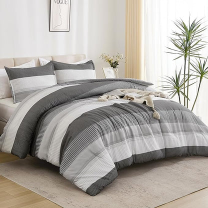 Litanika King Comforter Set Dark Grey - 3 Pieces Lightweight Fluffy Bedding Comforter Sets, All Season Down Alternative Comforter (1 Comforter, 2 Pillowcases)