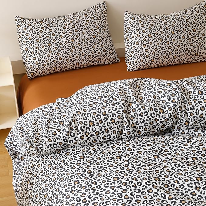 CLOTHKNOW Black Leopard Print King Size Comforter Set Black White Brown Bedding Comforter Sets Cheetah Print Bedding Sets