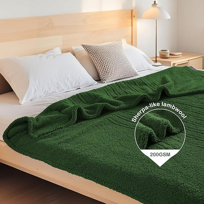 Electric Heated Blanket Full Size 72"×84" with 9 Heating Levels & 1-10Hs Auto Off，Double Sided Plush Sherpa, Energy Efficient, Machine Washable, for Couch & Bed, Green