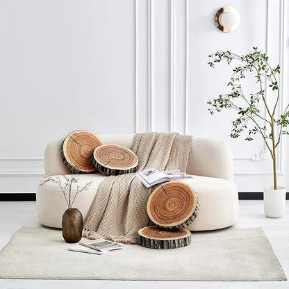 HYSEAS Decorative Round Throw Pillow, 3D Digital Print Comfortable Kids Funny Cute Wood Log Pillow Circle Seating Floor Cushion for Home, Couch, Sofa, Bedroom, Living Room, Stump, 16 x 2.75 Inch