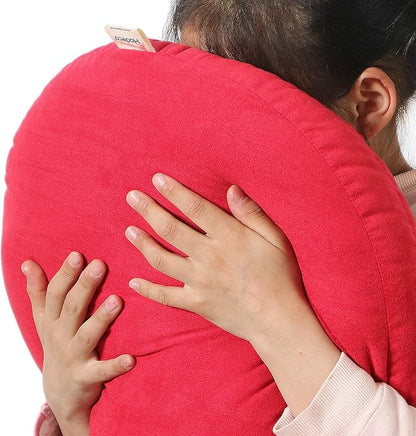 Round Throw Pillow 16x16 for Kids Down-Like Polyester Filling Super Soft Floor Pillow Ultra Fluffy Feather-Like Touching Decorative Circle Cushion for Couch Bed Sofa, Bright Red, 1 Piece