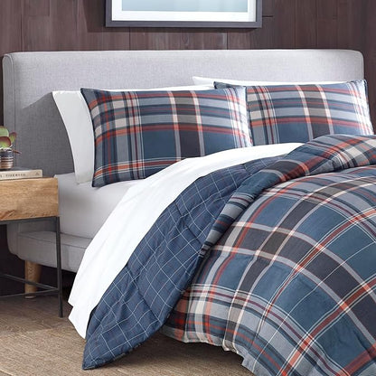 Eddie Bauer - Queen Comforter Set, Reversible Down Alt Bedding with Matching Shams, Luxurious Bedding Set for Colder Months (Shasta Lake Navy, Queen)