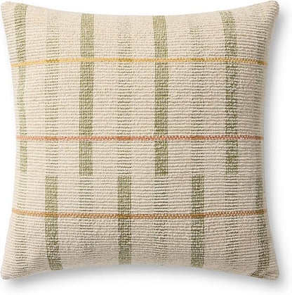 Loloi II Collection PLL0175 Ivory/Green 20'' x 20'' Cover w/Poly Pillow