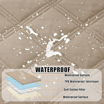 Smiry Waterproof Dog Bed Cover Blanket 30x70, Soft Reversible Pet Blanket, Washable Leakproof Cats Dogs Couch Cover for Sofa, Couch, Furniture, Taupe/Beige