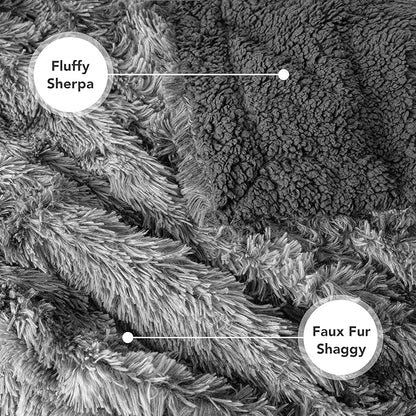 PetAmi Waterproof Dog Blanket for Large Dog, Calming Pet Blanket Bed Couch Cover Protector, Washable Sherpa Faux Fur Throw for Sofa Furniture Protection, Soft Fluffy 60x80 Tie-Dye Gray