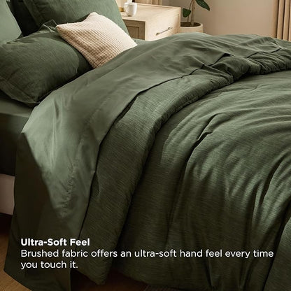 Bedsure Full Comforter Set Dark Green - Bed in a Bag Full Size Bedding 7 Pieces, Cationic Dyed Bed Set, Dark Green Soft Bedding for All Seasons Comforter with Sheets, Pillowcases & Shams