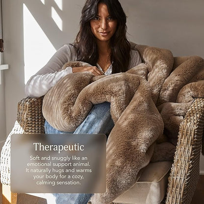 UnHide Marshmallow - Faux Fur Blanket - Heavy Weight, Extra Soft Blanket - Made from Recycled Materials - Machine Washable - Small (50" x 60") - Beige Bear
