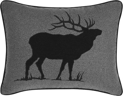 Eddie Bauer Home Throw Pillow with Zipper Closure, Perfect Luxurious Bedding Set for Bed or Sofa, 16" x 20", Elk Charcoal/Black