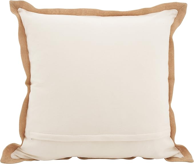 SARO LIFESTYLE Neptunian Coastal Throw Pillow – 20” x 20”, Woven Cotton Cover with Jute Trim, Zipper Closure, Down & Feather Insert – Sea Turtle, Navy Blue