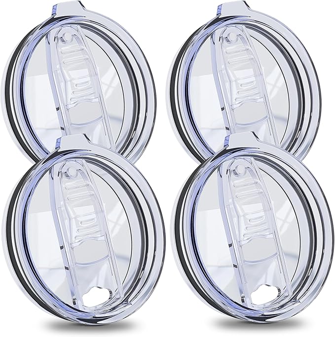 20oz Tumbler Lid Replacement, 4-Pack Spill-Proof & Splash-Resistant Sliding Silicone Covers, Straw-Friendly, BPA-Free Travel Coffee Lid