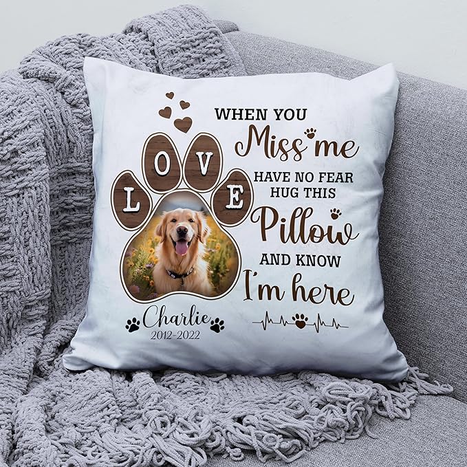 Personalized Pet Photo Memorial Throw Pillow (Insert Included), Loss Of Dog Sympathy Gift, Pet Pillows Photo, Dog Memorial Gift For Loss Of Dog, Dog Pillows, Throw Pillow Cover, Photo Pillow