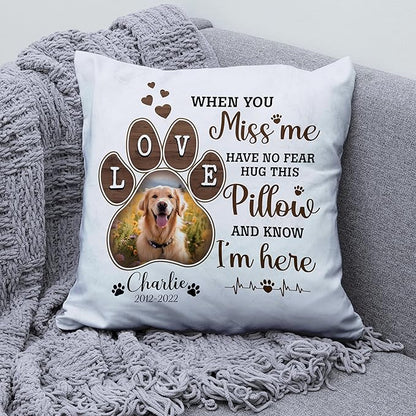 Personalized Pet Photo Memorial Throw Pillow (Insert Included), Loss Of Dog Sympathy Gift, Pet Pillows Photo, Dog Memorial Gift For Loss Of Dog, Dog Pillows, Throw Pillow Cover, Photo Pillow